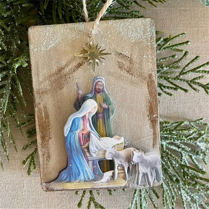 Wood Nativity Christmas Ornament