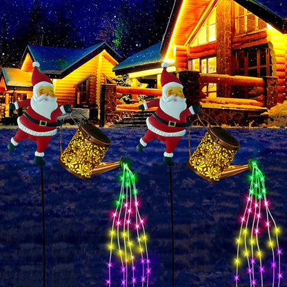 Christmas Santa Solar Watering Can Lights