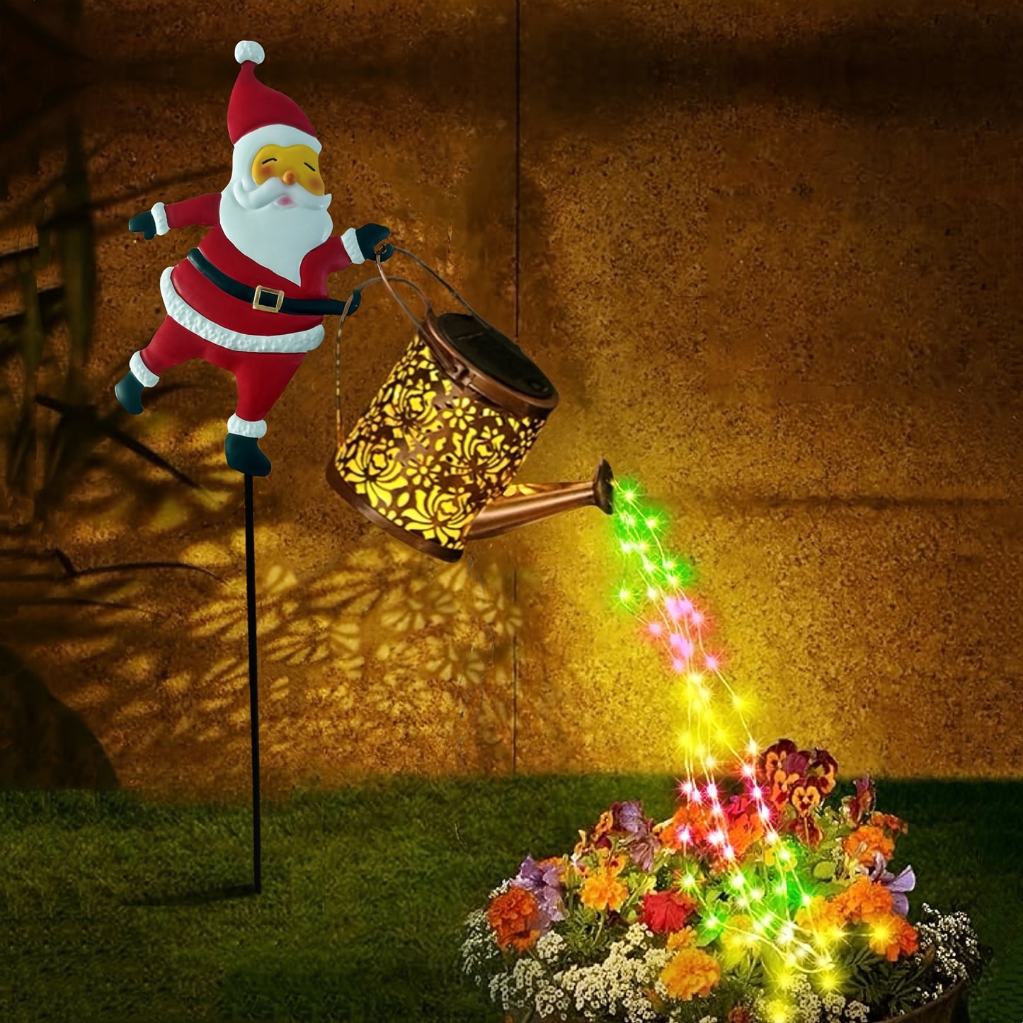 Christmas Santa Solar Watering Can Lights