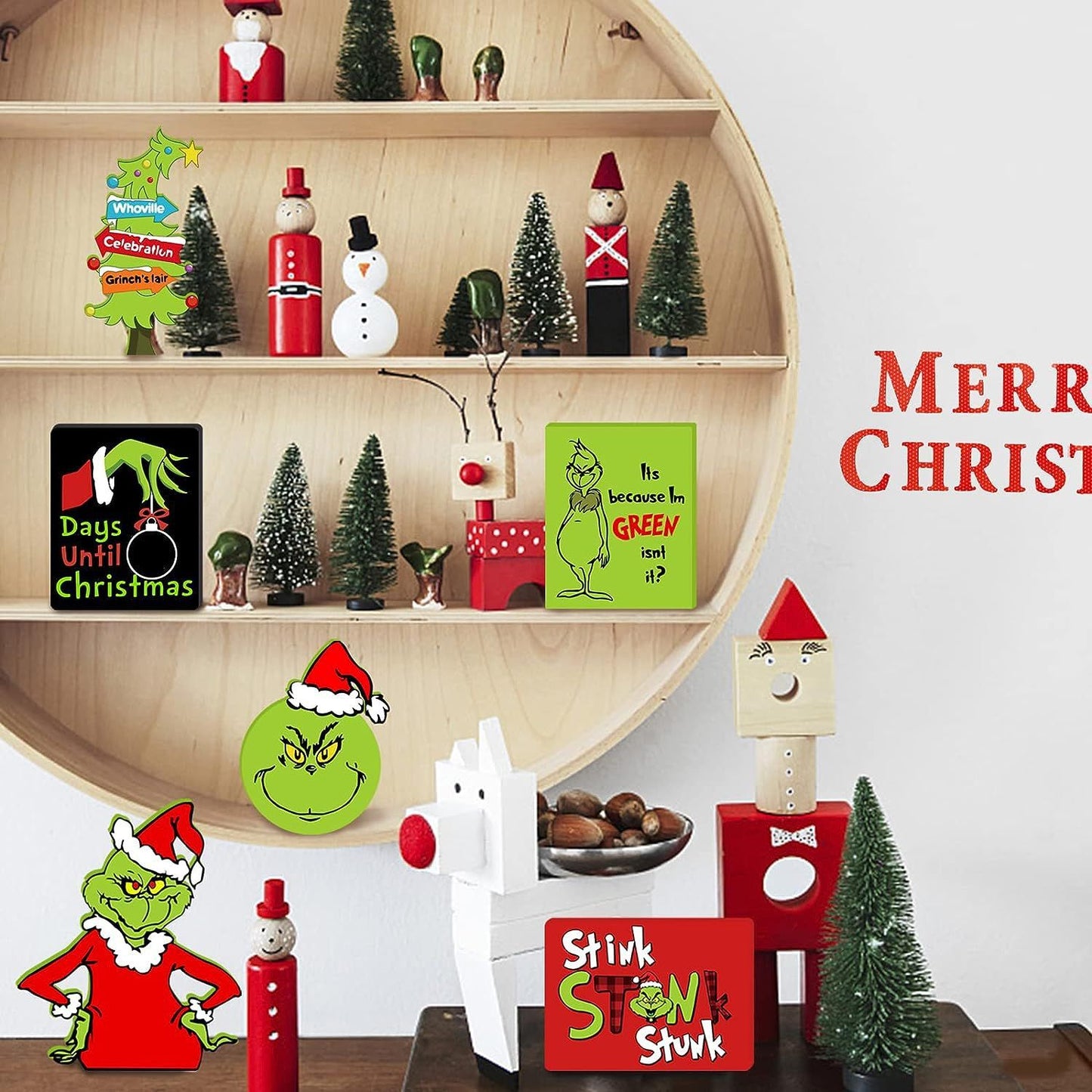 Christmas Grinch Tiered Tray Decor - 6 PCS