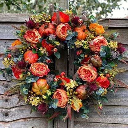 🔥Fall Peony and Pumpkin Wreath - Year Round Wreath