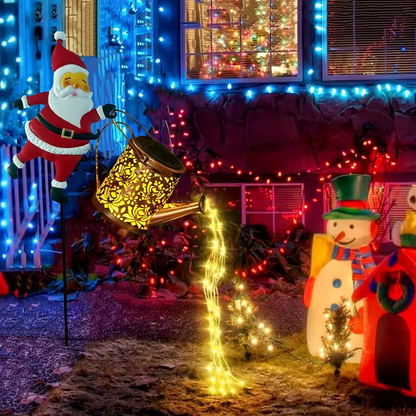 Christmas Santa Solar Watering Can Lights