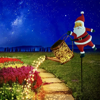 Christmas Santa Solar Watering Can Lights