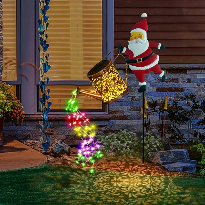 Christmas Santa Solar Watering Can Lights