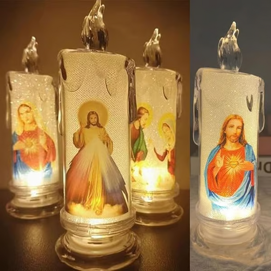 (🔥Hot Sale 49% OFF) - LED prayer flameless candles, Jesus saints religious decoration