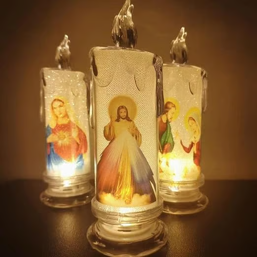 (🔥Hot Sale 49% OFF) - LED prayer flameless candles, Jesus saints religious decoration