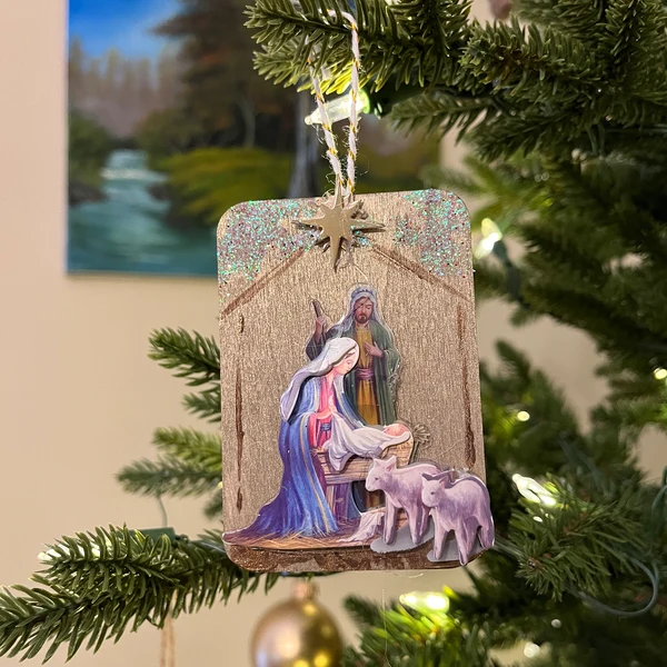 Wood Nativity Christmas Ornament