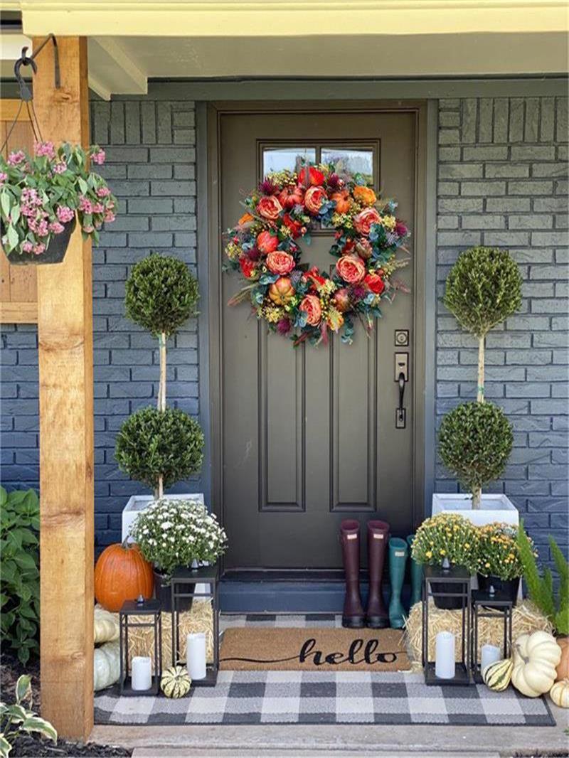 🔥Fall Peony and Pumpkin Wreath - Year Round Wreath