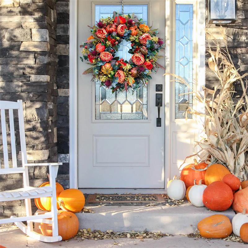 🔥Fall Peony and Pumpkin Wreath - Year Round Wreath