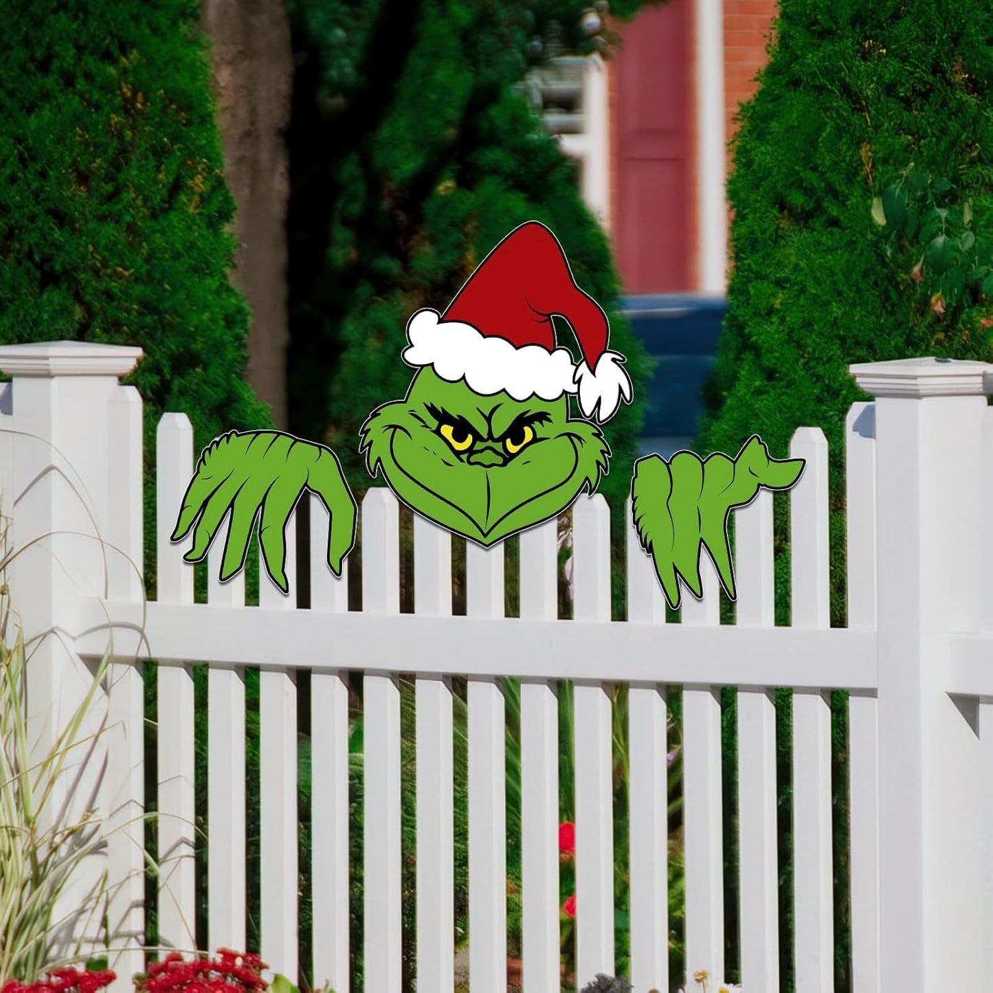 Grinch Fence Peeker Decorations