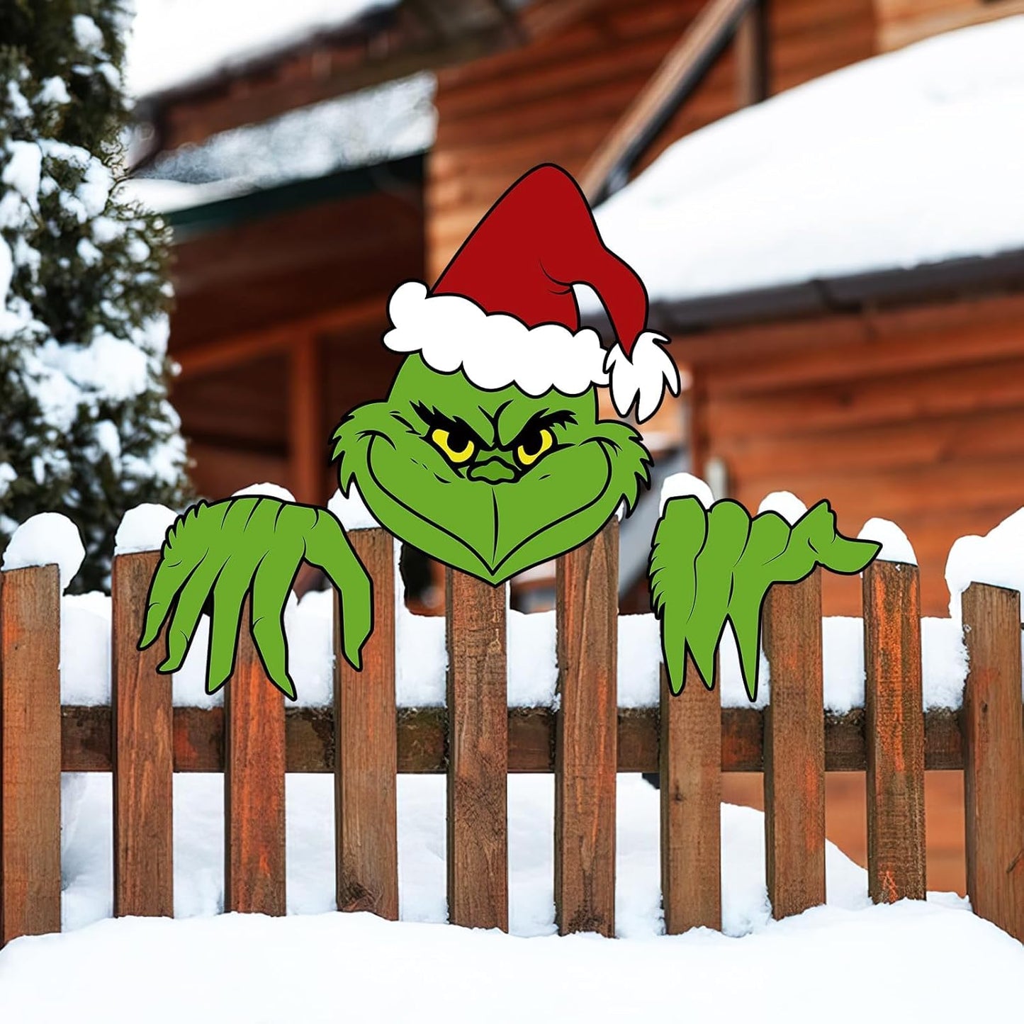 Grinch Fence Peeker Decorations