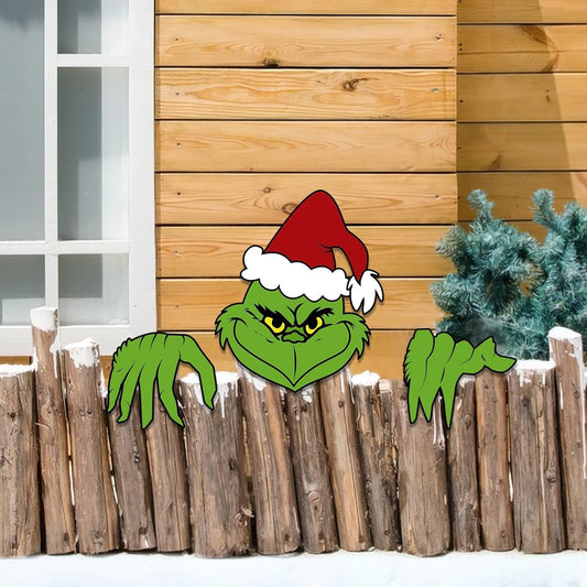 Grinch Fence Peeker Decorations