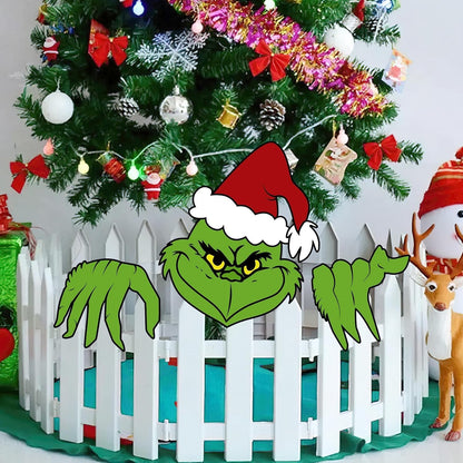 Grinch Fence Peeker Decorations