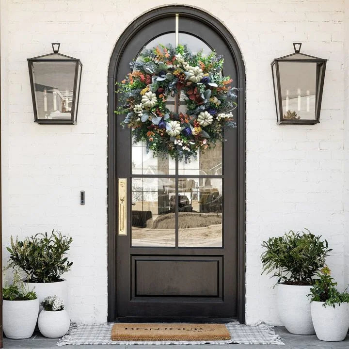 🔥HOT SALE🎃White Pumpkins Ranunculus Wreath