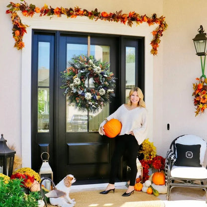 🔥HOT SALE🎃White Pumpkins Ranunculus Wreath