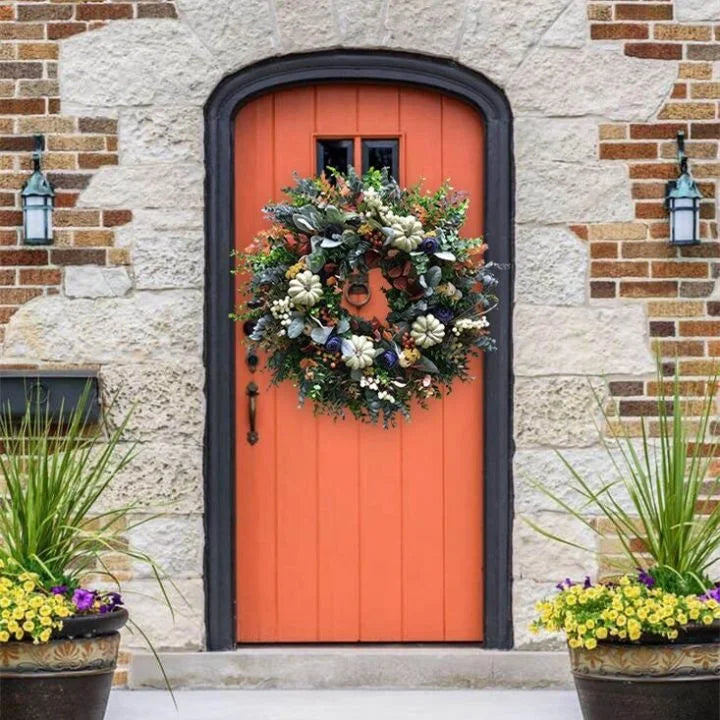 🔥HOT SALE🎃White Pumpkins Ranunculus Wreath