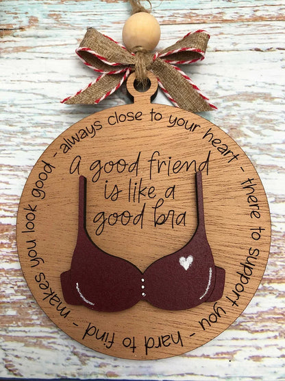 Friend like a bra ornament