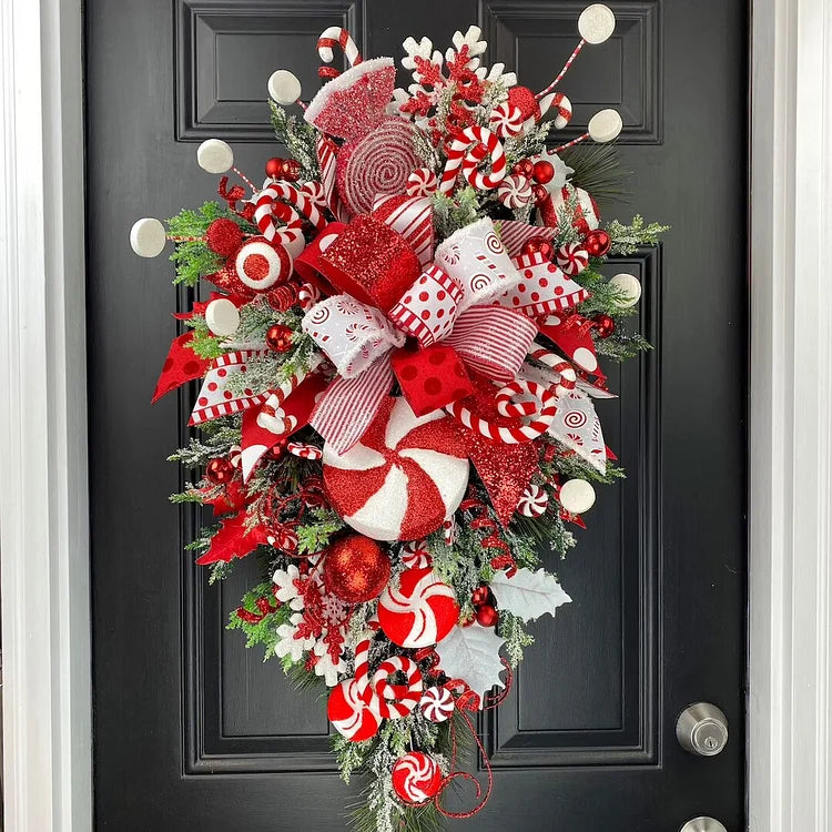 🔥Last Day 49% OFF🔥🍭Candy Cane Christmas Wreath🍭