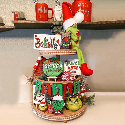 Christmas Grinch Tiered Tray Set (12PCS)