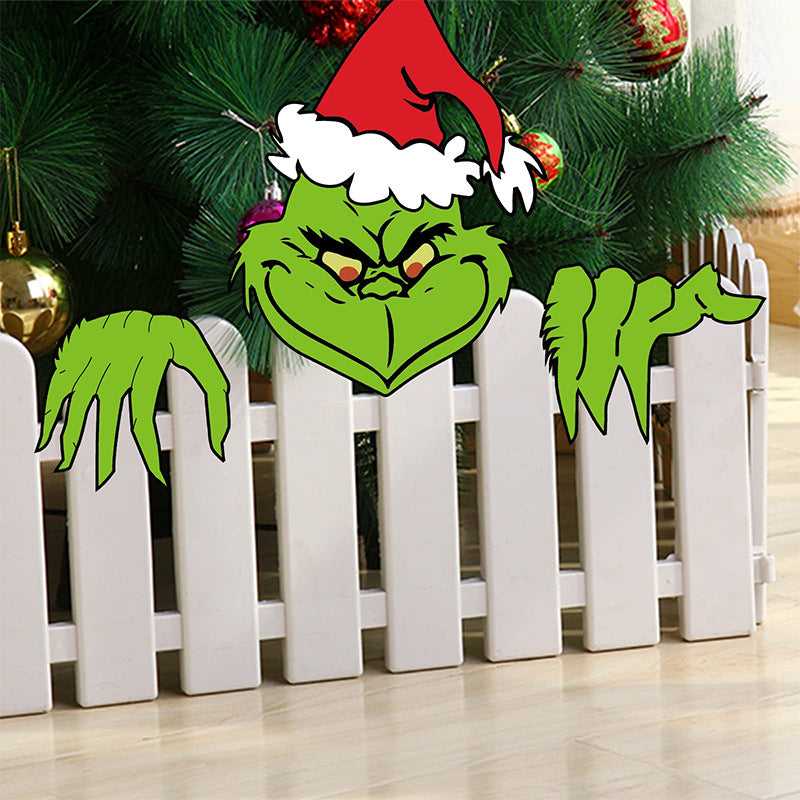 Grinch Fence Peeker Decorations