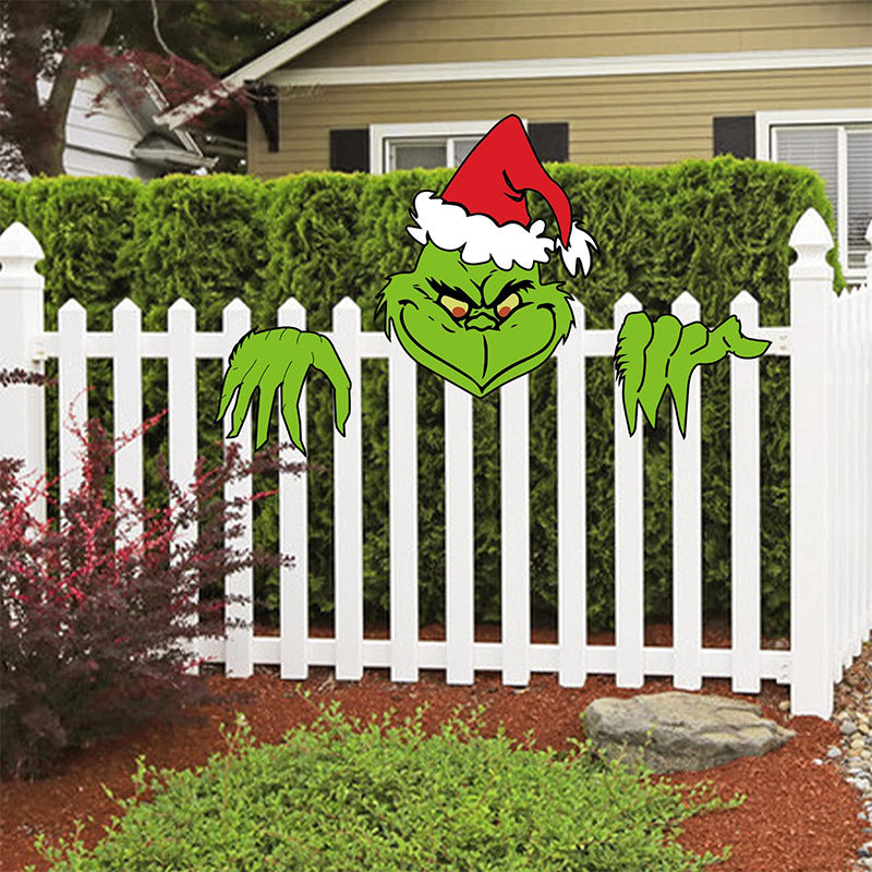 Grinch Fence Peeker Decorations