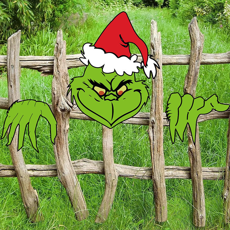 Grinch Fence Peeker Decorations